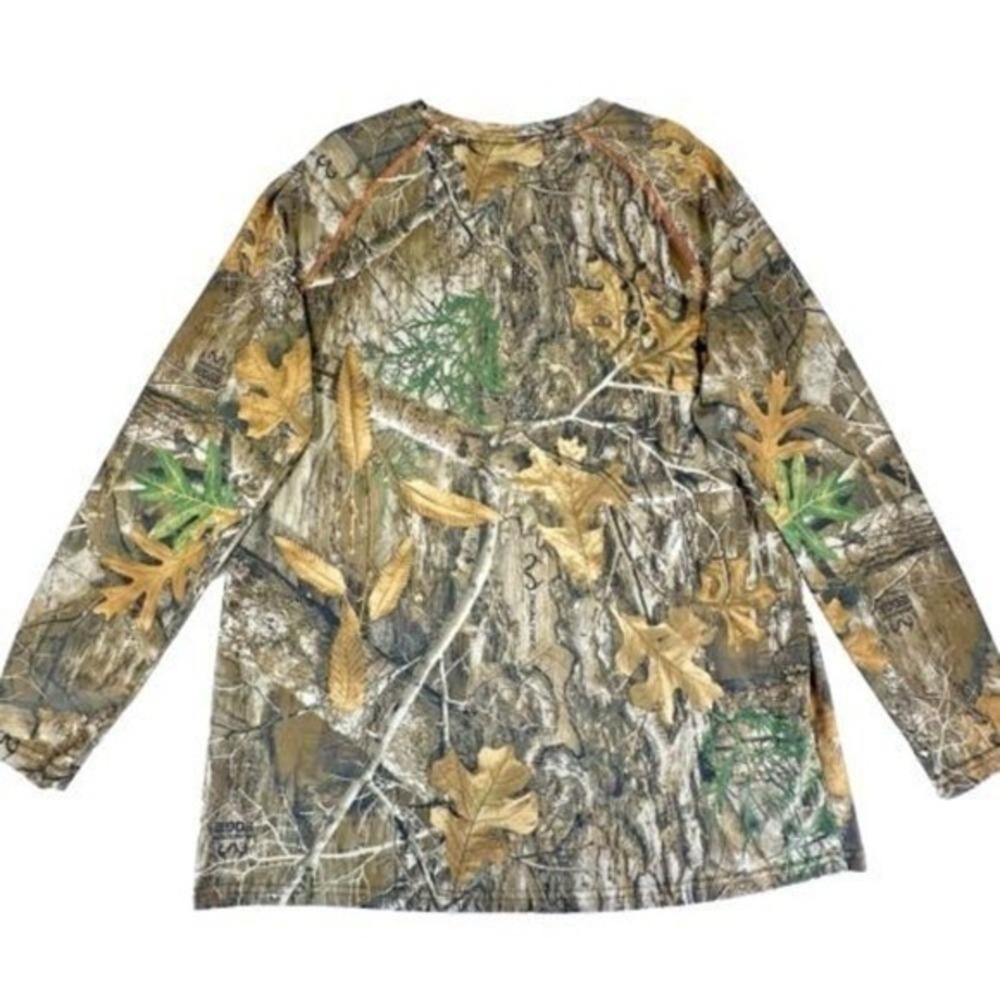 Realtree Edge Camo Performance Shirt Mens L Green Brown Long Sleeve Stretch Hunt - Picture 3 of 9
